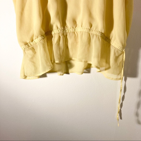 Apt 9 Blouse White Lace Bib Yellow Drawstring Peplum Top Large EUC - Picture 5 of 8